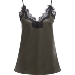 Gold Hawk Faux Leather Lace Cami Moss Green XS NWT V Neck Slip Top Adjustable